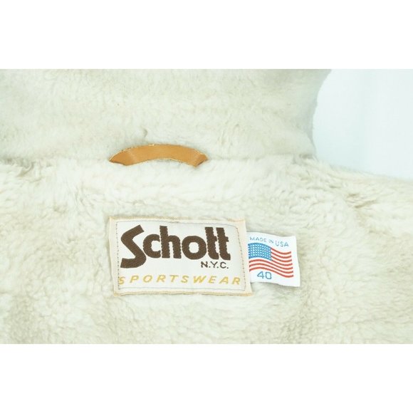 Schott Shearling Womens Suede Light Caramel Jacket Sz 40 USA - Picture 6 of 7